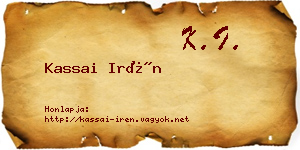 Kassai Irén névjegykártya